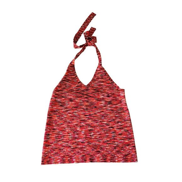 Loft Red Spacedye Halter Top Tank Tie Neck Women's Size Medium Stretch - Picture 3 of 7